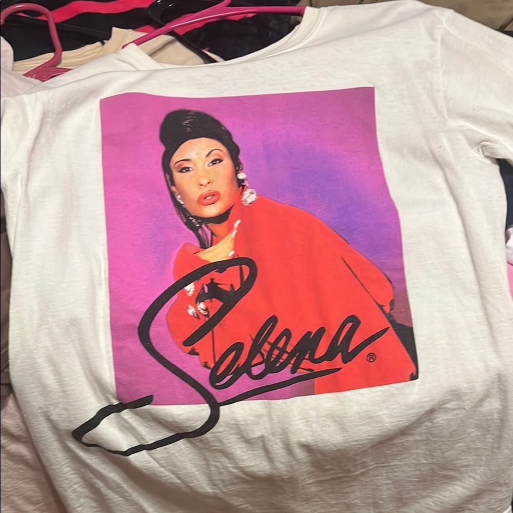 White and Pink Graphic Long Sleeve Tee